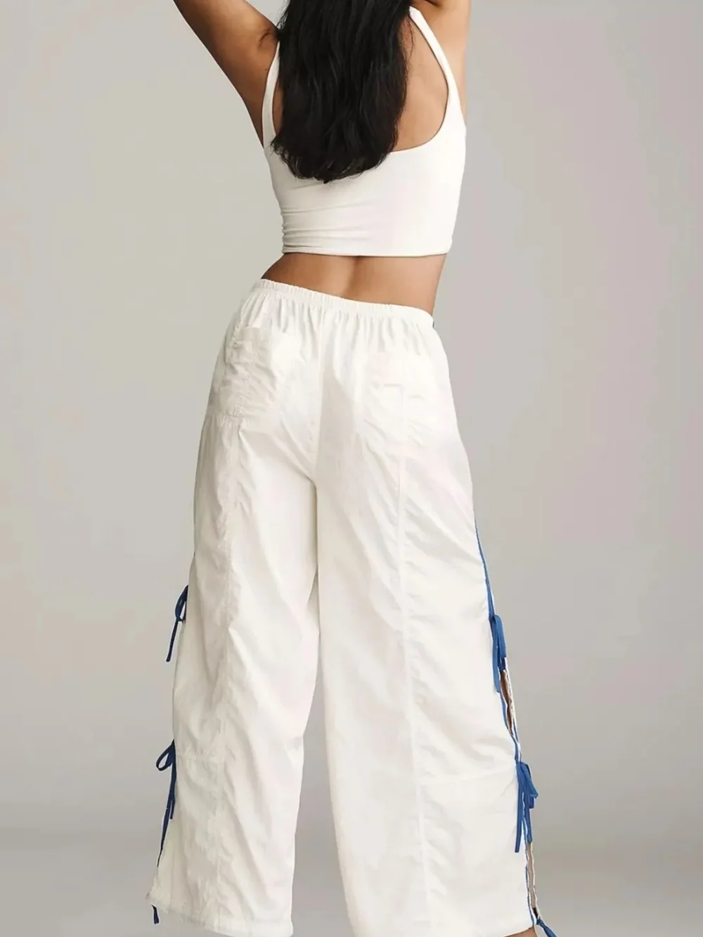 NWT Anthroplologie Daily Practice Wide Leg Pull-On Pants Tie White/Creme Sz Med - Picture 2 of 3